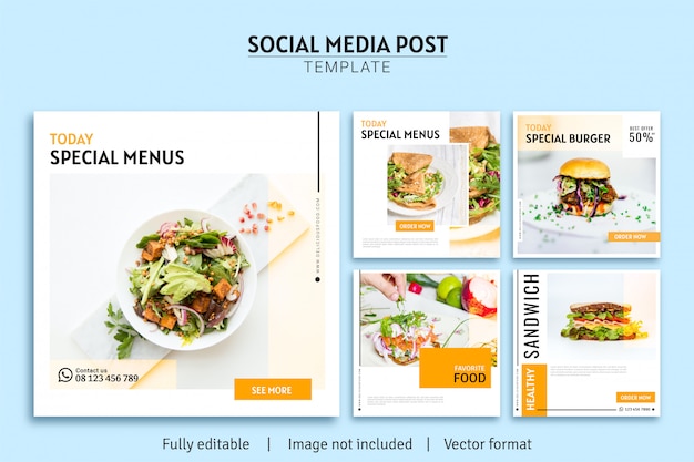 minimalist food sale social media post template