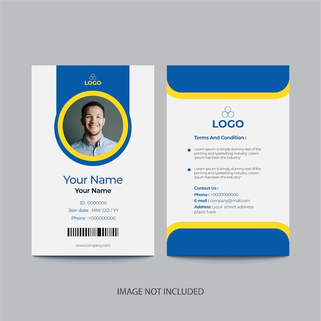 Minimalist Front and back id card template with picture