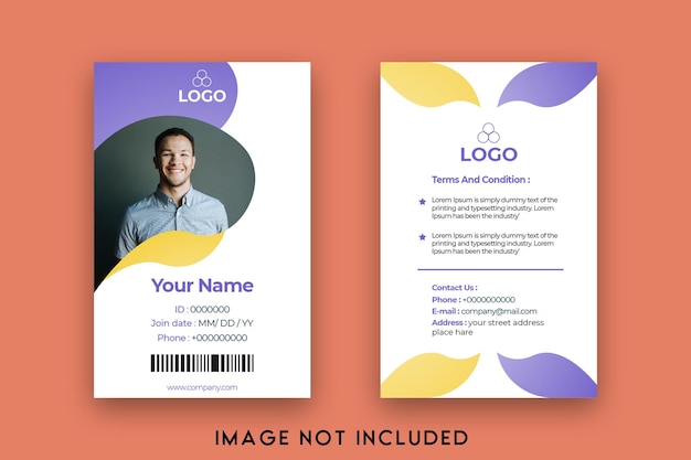 Minimalist Front and back id card template with picture