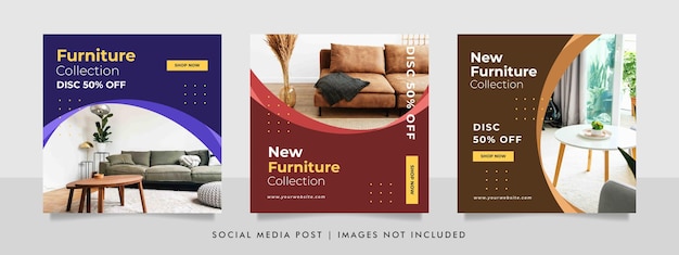 Минималистский баннер продажи мебели и домашнего интерьера или шаблон поста в социальных сетях