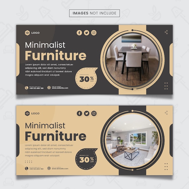 Vector minimalist furniture banner template design