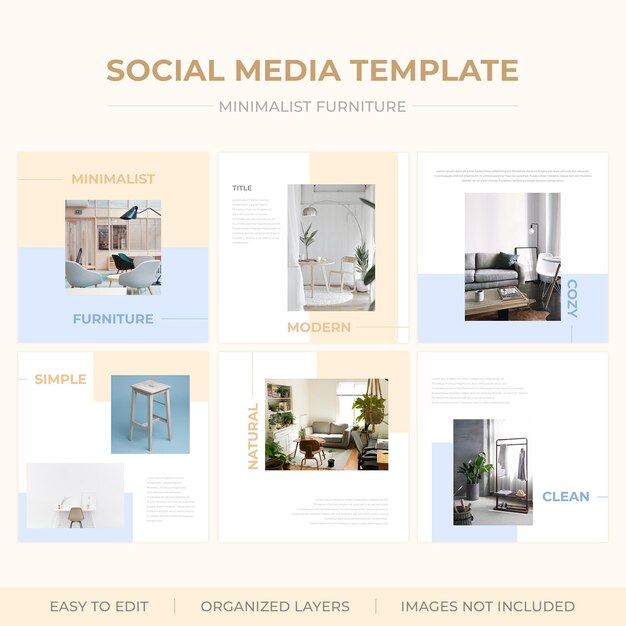 벡터 미니멀리스트 가구 비즈니스 소셜 미디어 템플릿