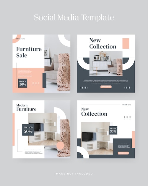 Vector minimalist furniture instagram social media post template