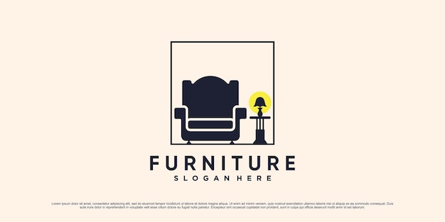モダンなコンセプトのインテリアホーム用のシンプルな家具のロゴデザインイラスト