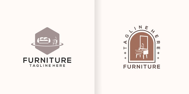 Вектор Коллекция минималистского дизайна логотипа мебели