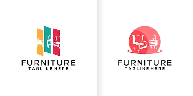 Minimalist furniture logo design style collection