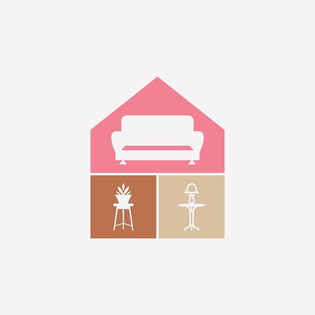 Minimalist furniture logo design vector for home interior with creative concept