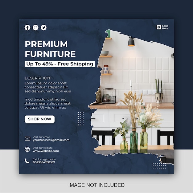 Minimalist furniture sale banner or social media post template