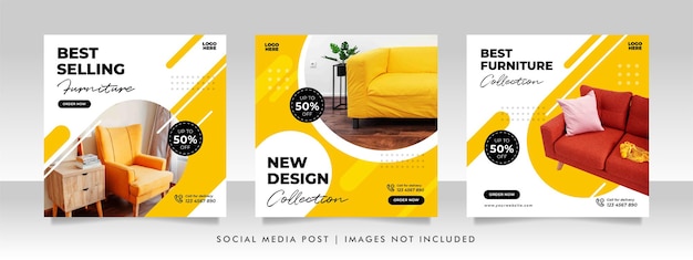 Minimalist furniture sale banner or social media post template