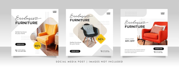 Banner di vendita di mobili minimalisti o modello di post sui social media