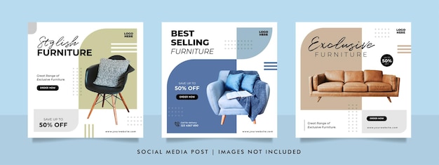 minimalist furniture sale banner or social media post template