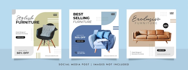 Minimalist furniture sale banner or social media post template