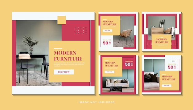 Minimalist furniture sale banner or social media post template