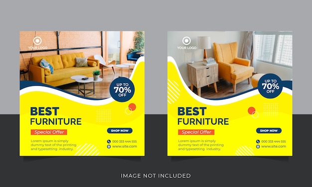 Vector minimalist furniture sale banner or social media post template