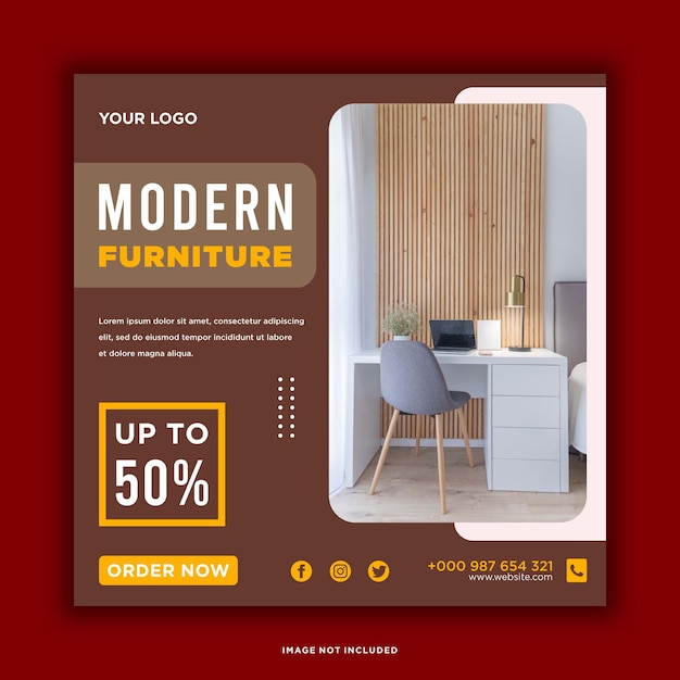 Vector minimalist furniture sale banner or social media post template