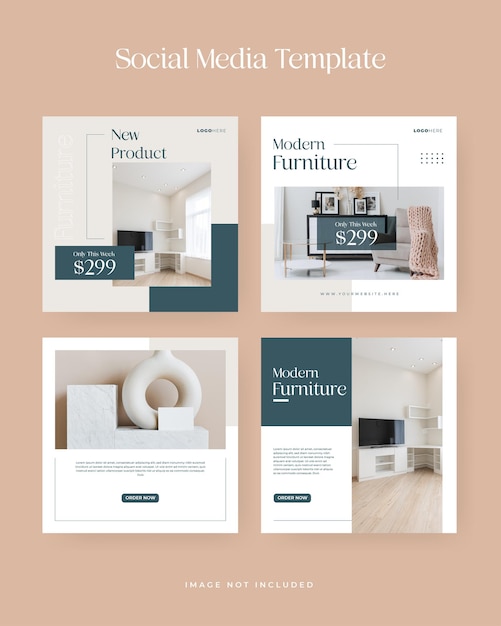Vector minimalist furniture sale instagram social media banner template