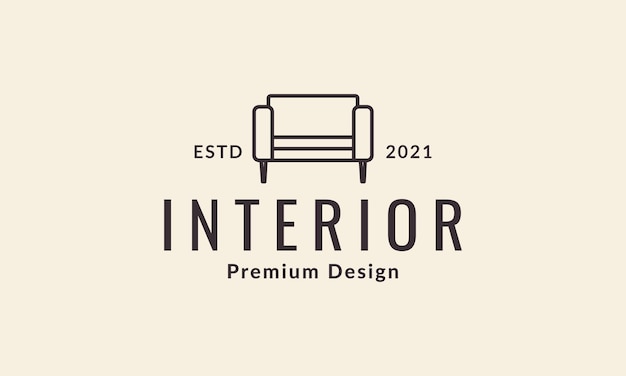 Minimalist furniture sofa lines logo vector symbol icon design illustration