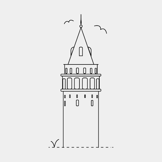 Illustrazione minimalista di vettore della torre di galata