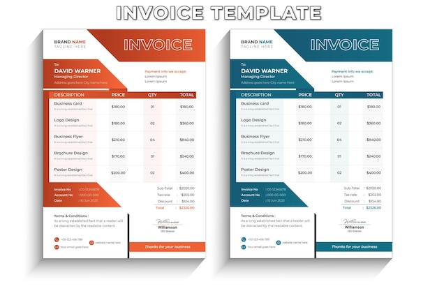 Vector minimalist geometric business invoice design template