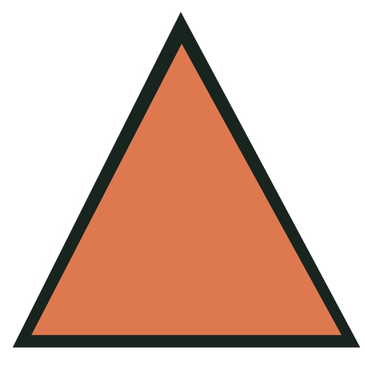 Vector minimalist geometric orange triangle with dark border modern abstract shape illustration for home