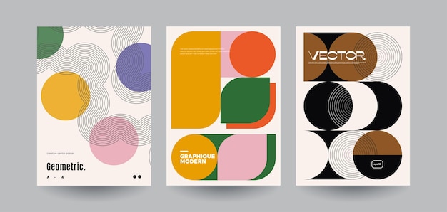 Vector minimalist geometric posters set abstract shapes and patterns vector templates