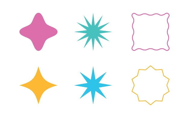 ミニマリストの幾何学的形状の抽象芸術 星と花の要素のシンプルで基本的な形式