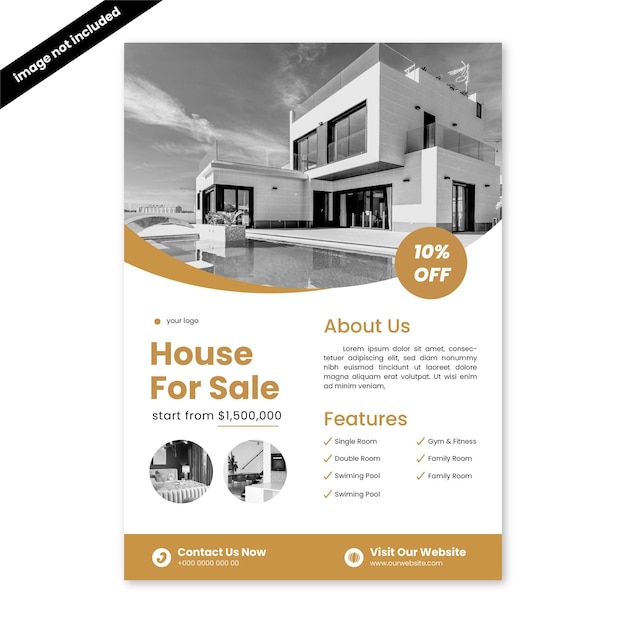 Minimalist gold real estate flyer template real estate marketing poster