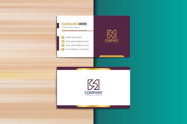 Minimalist gradient golden and purple business card design