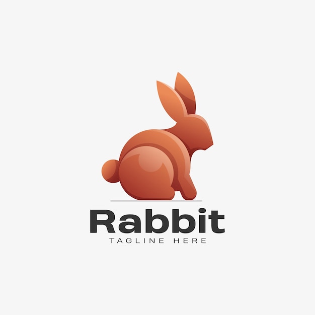 Minimalist gradient Rabbit Premium Vector logo illustration