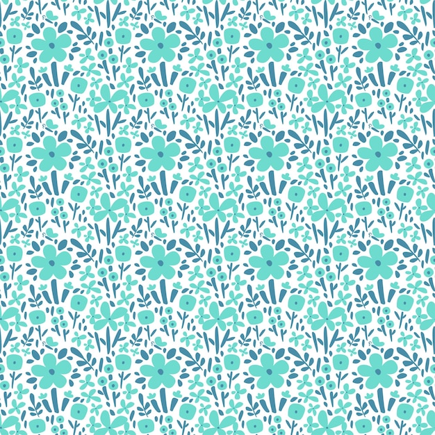 Minimalist green floral in white background flat seamless pattern