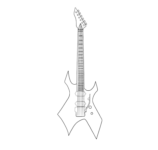 Vector minimalist guitar line art, outline drawing, music continuous sketch, simple, acoustic musical