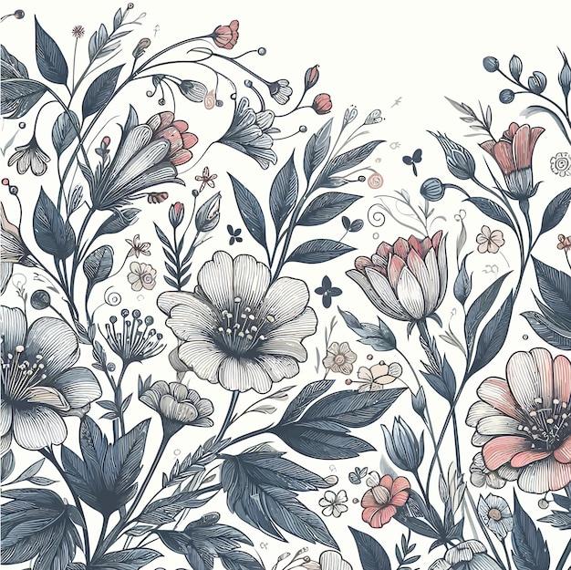 A minimalist hand drawn floral background