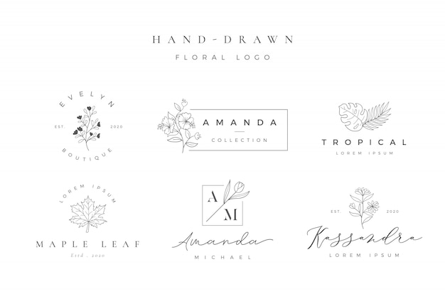 Vector minimalist hand drawn floral logo