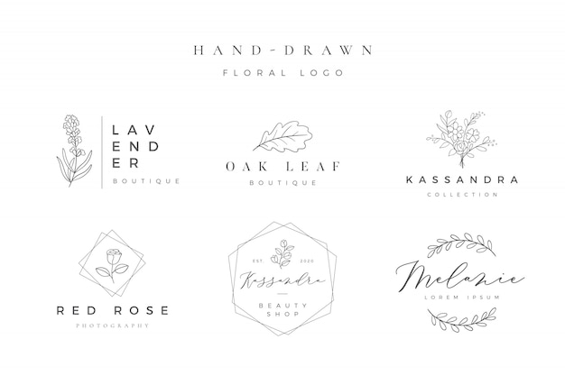 Vector minimalist hand drawn floral logo