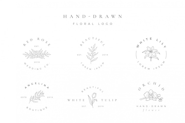 シンプルな手描きの花のロゴ