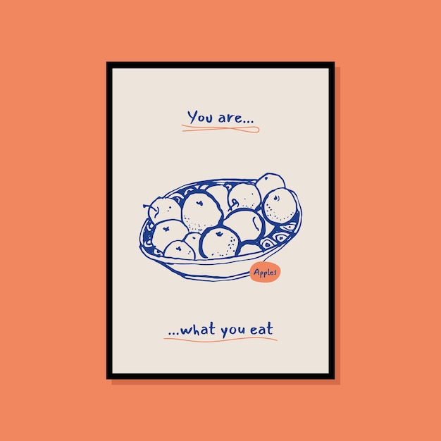 Minimalist hand drawn food poster for wall art collection