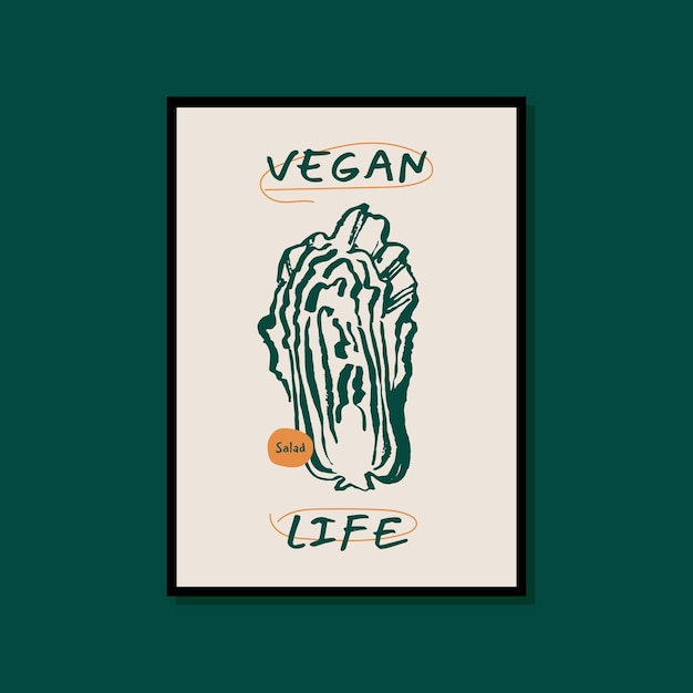 Vector minimalist hand drawn food poster for wall art collection