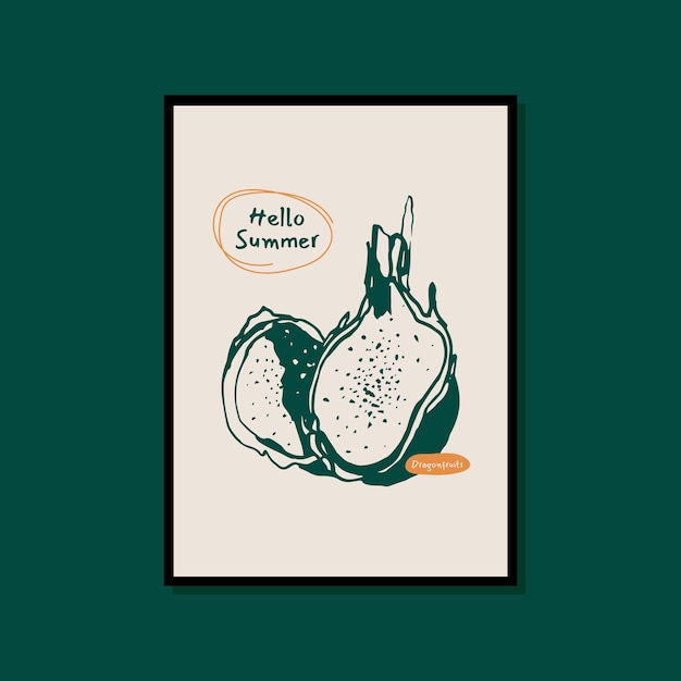 Vector minimalist hand drawn food poster for wall art collection