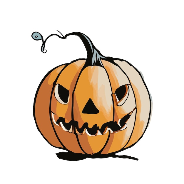 Minimalist hand drawn halloween pumpkin illustration