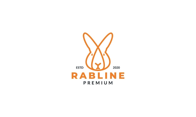 Linea di design minimalista del logo del coniglio della faccia della testa