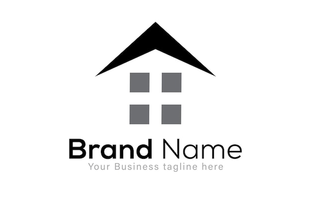 흰색 배경에 미니멀한 가정 및 부동산 로고 디자인 템플릿