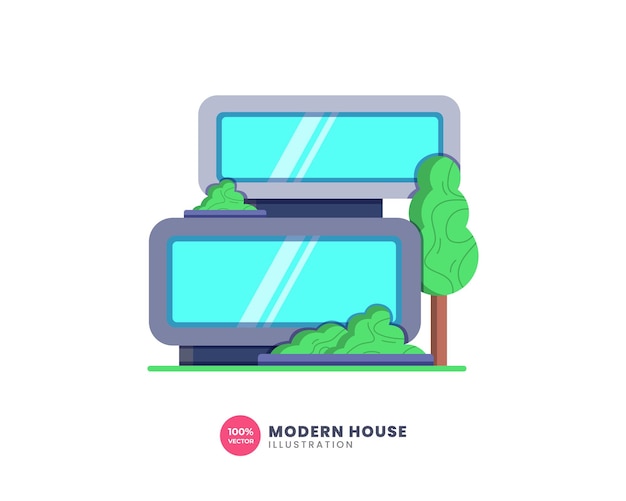 Illustrazione della casa minimalista con un design moderno