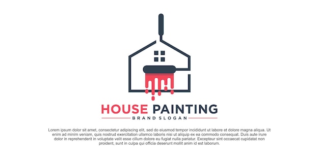 Vector minimalist house paint logo template design premium vektor
