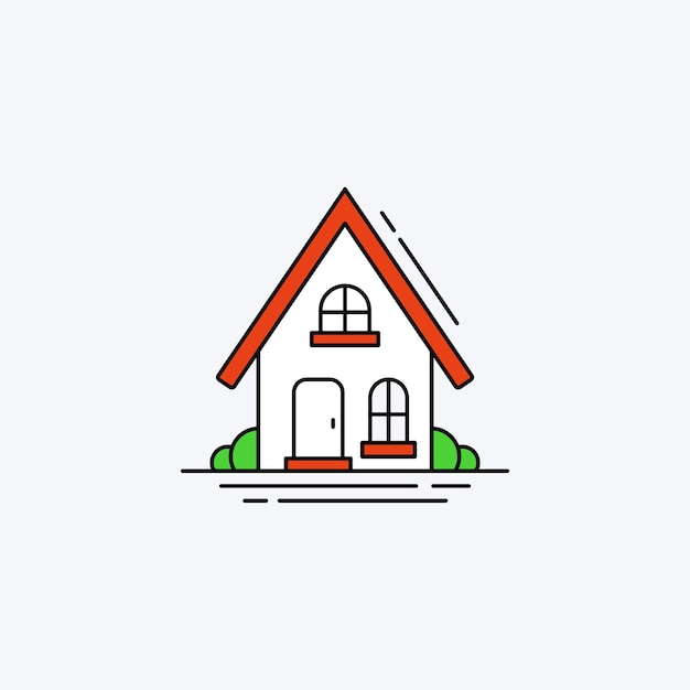 Minimalist house vector icon illustration. building icon concept isolated premium vector.