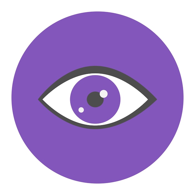 ベクトル 紫色の背景にミニマリストの人間の目のデザインには、モダンなシンプルな目のベクトル図が様式化されました