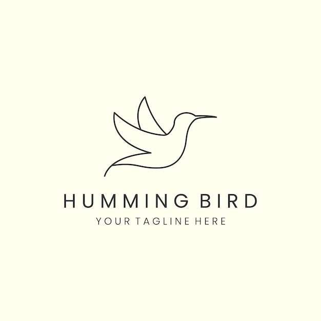Minimalist humming bird with line art style logo vector icon design template illustration