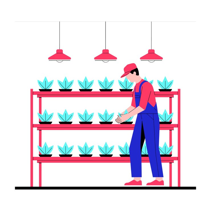 Vector minimalist hydroponic worker vector art