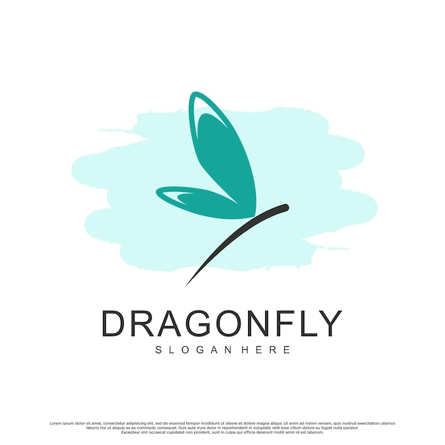 Minimalist icon butterfly or dragonfly logo design with unique concept Premium Vector