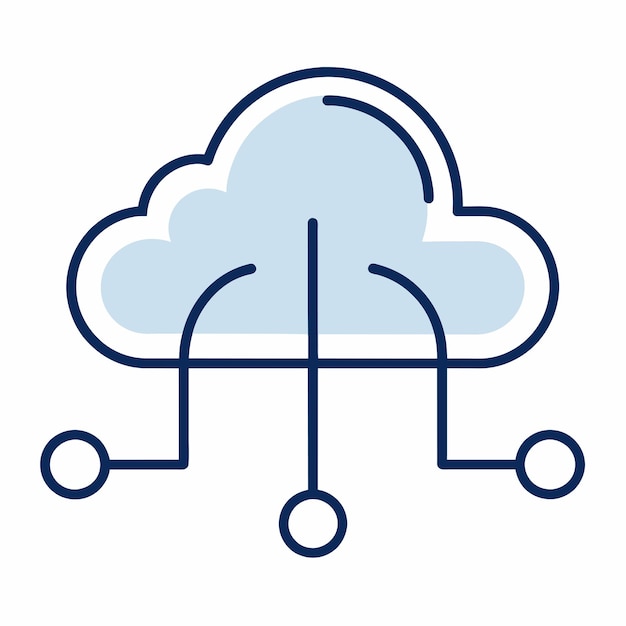 a minimalist icon depicting a cloud connected to three nodes representing a cloud computing network create a minimalist icon that communicates the idea of cloud computing