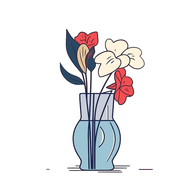 A minimalist illustration of a glass vase of flowers illustration Vector